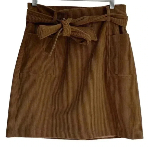 Bagatelle Brown Belted A Line Ribbed Corduroy Mini Skirt Size XS NWOT - Picture 1 of 5